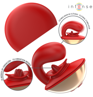 U-shaped vibrator and stimulator with 10 vibrations, red – image 2