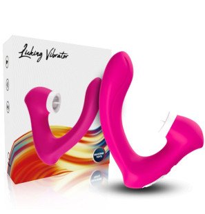 Gebogener Klitorisvibrator mit Leck- und Vibrationsfunktion, Fuchsia – Bild 1