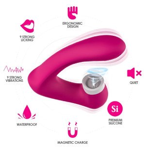 Gebogener Klitorisvibrator mit Leck- und Vibrationsfunktion, Fuchsia – Bild 2
