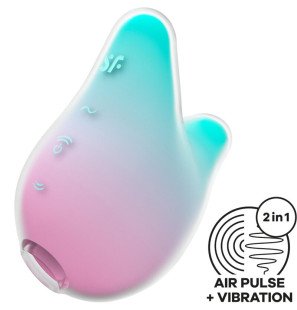 SATISFYER Mermaid Vibes mint and pink air pulse stimulator and vibrator – image 1