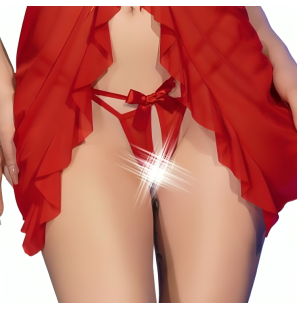 Czerwona koszulka babydoll z otwartym krokiem CHILIROSE – zdjęcie 2