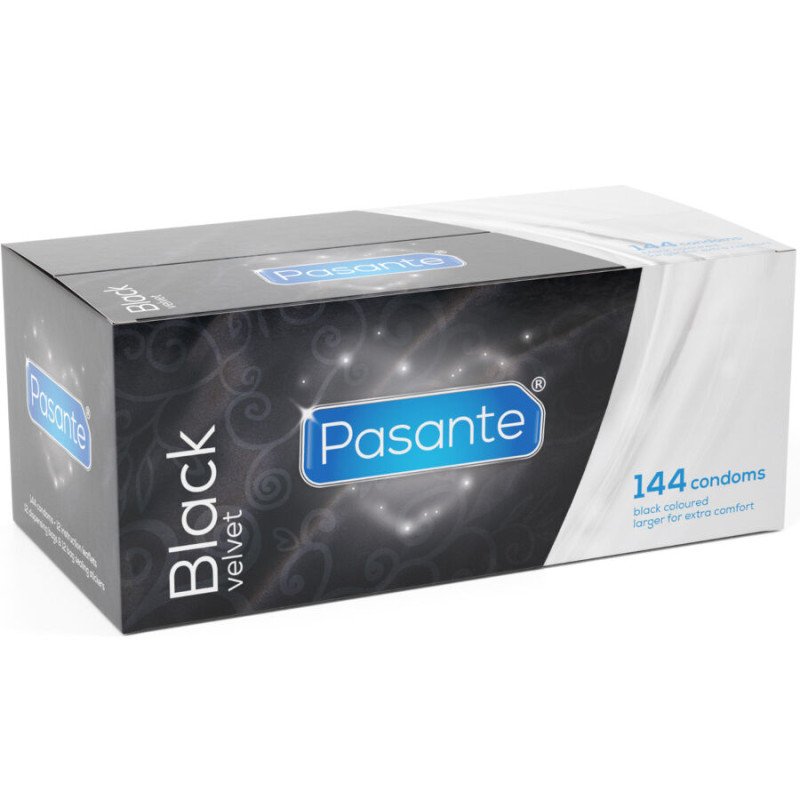 PASANTE schwarze samtweiche Kondome, Packung mit 144 Stück – Bild 1