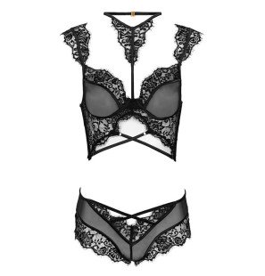 Czarny komplet bielizny z biustonoszem i figami Livco Corsetti Palmenom – zdjęcie 3