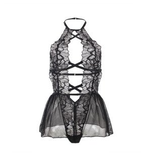 Black lace halterneck teddy by SUBBLIME with open back – image 19
