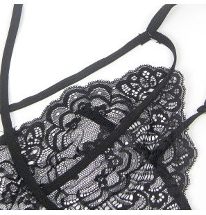 Czarny koronkowy kostium policyjny typu bodystocking SUBBLIME – zdjęcie 29