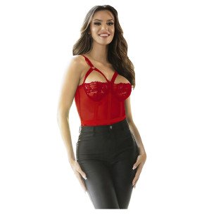Red Teddy Lingerie with Suspender Straps by SUBBLIME – image 3