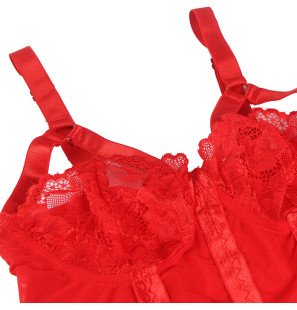 Red Teddy Lingerie with Suspender Straps by SUBBLIME – image 6