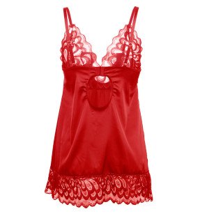 Satin-Babydoll mit roter Spitze SUBBLIME – Bild 5