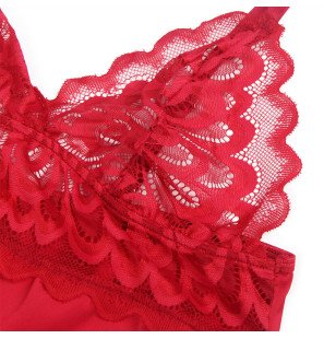 Satin-Babydoll mit roter Spitze SUBBLIME – Bild 8
