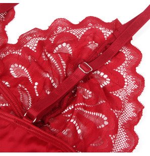 Satin-Babydoll mit roter Spitze SUBBLIME – Bild 9