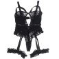 Koronkowe body typu teddy z detalami w stylu pasa do pończoch i czarnymi paskami – zdjęcie 19