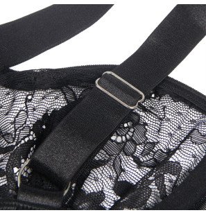 Spitzenbody mit Strumpfhalterdetails und schwarzen Trägern – Bild 24