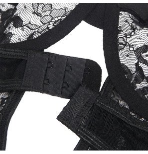 Spitzenbody mit Strumpfhalterdetails und schwarzen Trägern – Bild 27