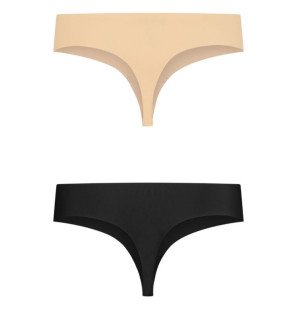 BYE-BRA - INVISIBLE THONG 2 PACK BEIGE EN BLACK SIZE S