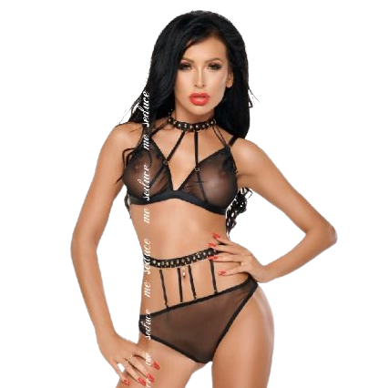 ME-SEDUCE Dotty tweedelige zwarte lingerieset – foto 1