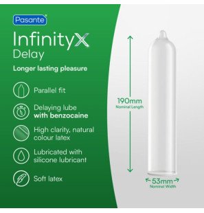 Pasante Delay Infinity delay condoms with lubricant – 12 pack – image 3