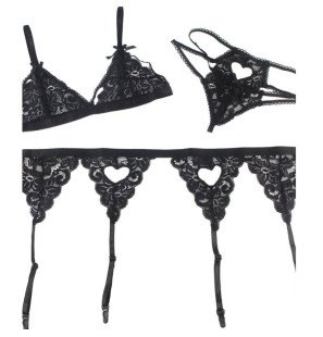 SUBBLIME 3-teiliges Dessous-Set mit BH und Strapsgürtel – Bild 23