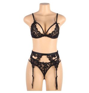 SUBBLIME 3-teiliges Dessous-Set mit BH und Strapsgürtel – Bild 25