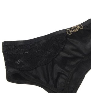 Zwarte kanten lingerie set met bh, string en kousenband – foto 7