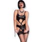 CHILIROSE vierteiliges Dessous-Set mit Strumpfhaltern in Schwarz oder Rot – Bild 1