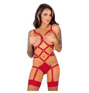 Lingerie Set with Bodysuit and Red Stockings by Livco Corsetti – image 9