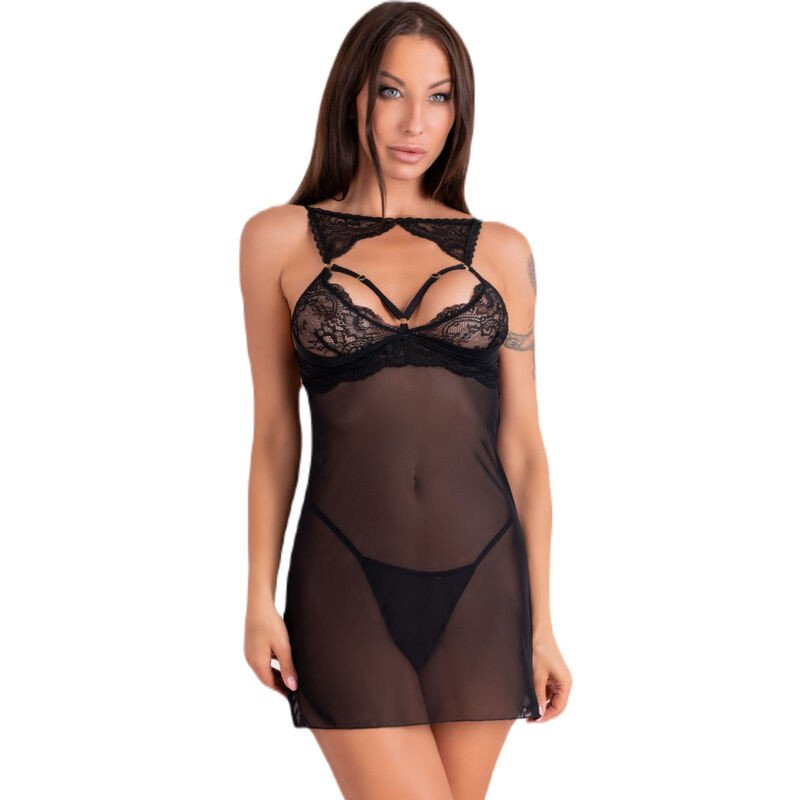 Black lingerie set with chemise by Livco Corsetti – S/M and L/XL – image 1