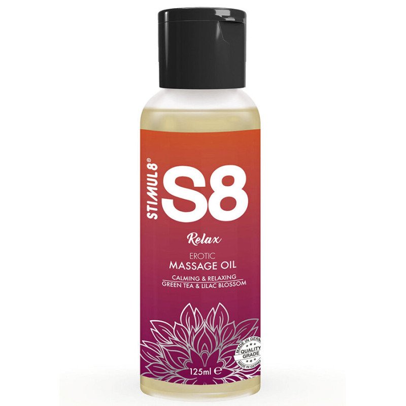 STIMUL8 S8 Relax Green Tea Massage Oil 125 ml – image 1
