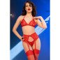 Chilirose rotes Spitzen-Dessous-Set mit BH, String und Strümpfen – Bild 26