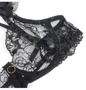 SUBBLIME black lace bra and suspender belt set – image 5