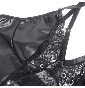 Robe en cuir à dentelle florale pour femme – photo 5