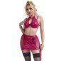 Ensemble de lingerie en cuir rouge avec soutien-gorge et jupe – photo 2