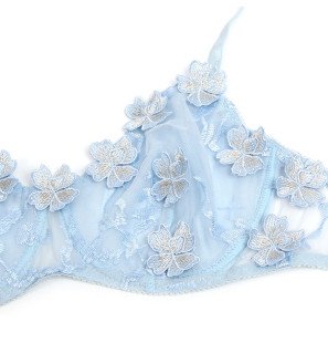 Himmelblaues Dessous-Set mit gestickten Blumen – Bild 6