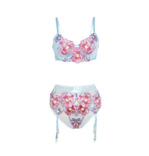 Ensemble de lingerie rose SUBBLIME avec fleurs brodées et porte-jarretelles – photo 17