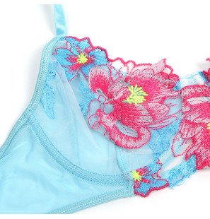 Ensemble de lingerie rose SUBBLIME avec fleurs brodées et porte-jarretelles – photo 18