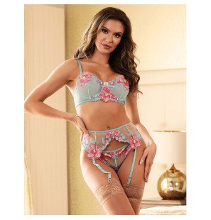 Ensemble de lingerie rose SUBBLIME avec fleurs brodées et porte-jarretelles – photo 22
