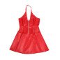 Rotes Leder-Dessouskleid mit Spitzendetails und Reißverschluss – Bild 5