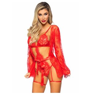 LEG AVENUE rotes Dessous-Set mit Teddy und Kleid für Größe S oder M – Bild 1