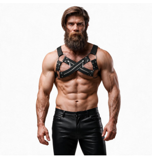 Adjustable neoprene cross-chest harness for men with zips – image 5