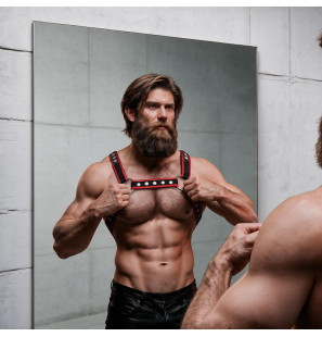 Harnais de torse en similicuir pour homme, noir et rouge – photo 9