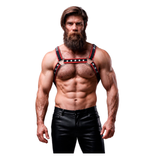 Harnais de torse en similicuir pour homme, noir et rouge – photo 10