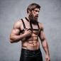 Adjustable men's eco-leather harness with collar – image 12