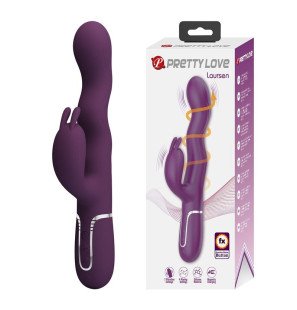 PRETTY LOVE - LOURSEN RABBIT VIBRATOR WITH THRUSTING MOTION AND 7 VIBRATIONS USB RECHARGEABLE PURPLE