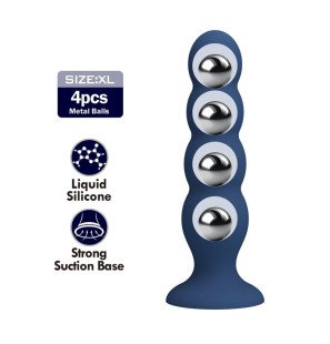 Blue MR PLAY Anal Plug with 4 Metal Beads, Soft Silicone and Suction Cup – image 2
