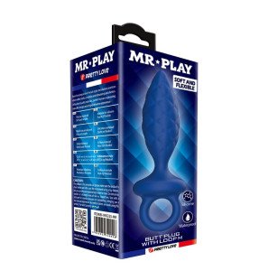 Textured anal plug MR PLAY with removal ring, blue, size M – image 8