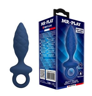 Strukturierter Analplug MR PLAY mit Entnahmering, blau, Größe S – Bild 1
