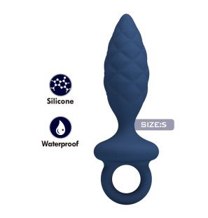 Getextureerde anaalplug MR PLAY met verwijderring blauw maat S