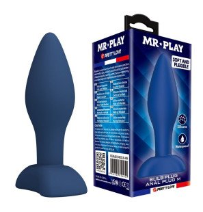 Konisch zulaufender Silikon-Analplug MR PLAY, blau, Größe M, mit breiter Basis – Bild 1