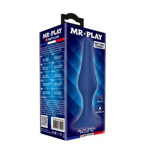 Korek analny z silikonu MR PLAY, niebieski, rozmiar XL, z szeroką podstawą – zdjęcie 3