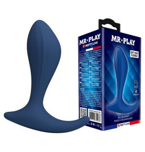 Silikonowy masażer prostaty MR PLAY, niebieski, o zakrzywionym kształcie i szerokiej podstawie – zdjęcie 2