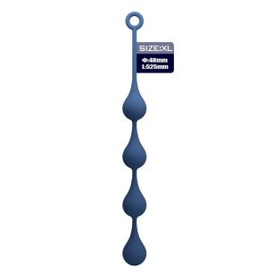 XL silicone anaalkralen MR PLAY blauw 52,5 cm met progressieve vorm en verwijderlus